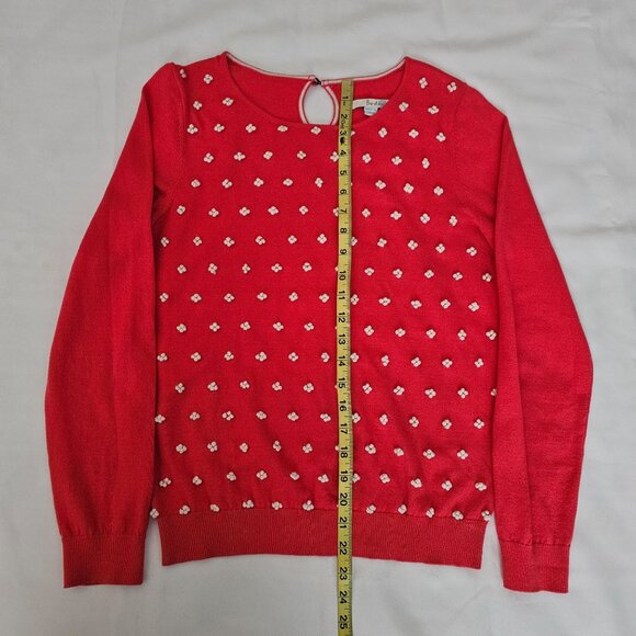 Boden Women's Red Wool-Blend French Knot Tight Knit Pullover Sweater Sz 6/UK-10 - Picture 15 of 15